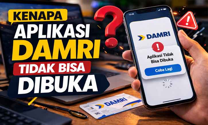 Tampilan aplikasi DAMRI tidak bisa dibuka di smartphone Android