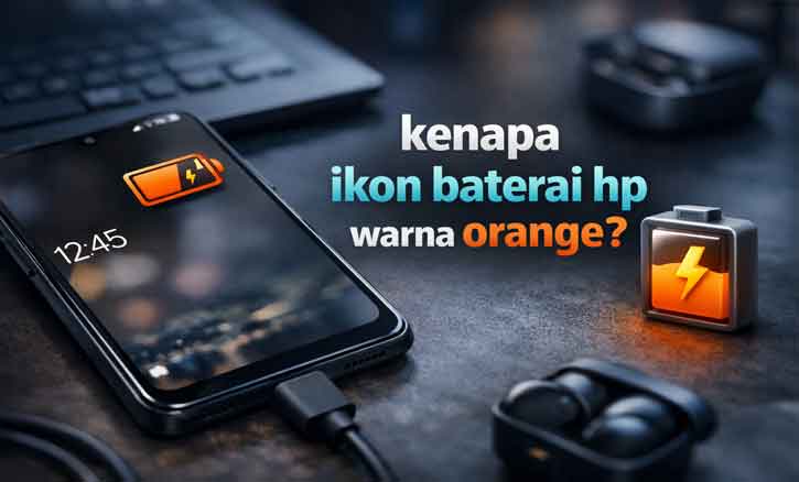 Ikon baterai HP berwarna orange saat mode hemat daya aktif