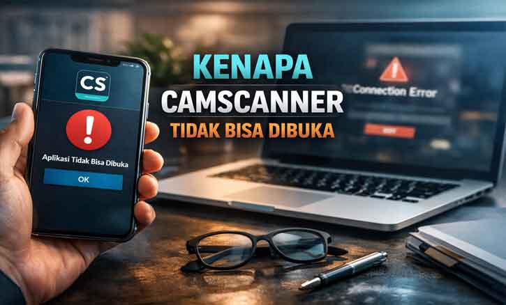 Tampilan aplikasi CamScanner yang tidak bisa dibuka di HP Android